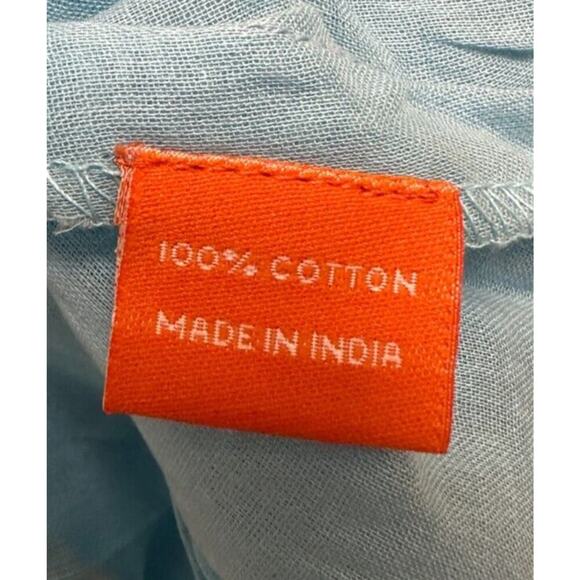 NWT Oliphant Small Blue Boho Quiet Luxury Flowy Vacation Cotton Unique Dress - Picture 10 of 14